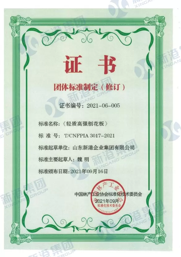 Certificat de d&eacute;veloppement et de r&eacute;vision de normes de groupe